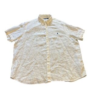 Polo Ralph Lauren Mens Classic Fit Linen Button Down Short Sleeve Shirt‎ XXL
